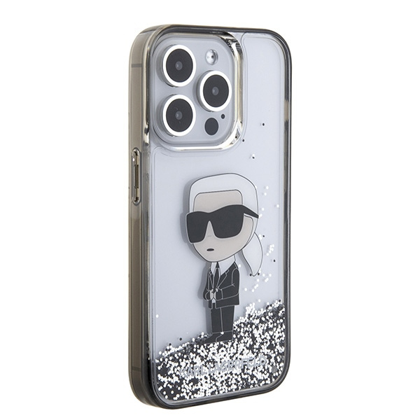 Kryt Karl Lagerfeld KLHCP15LLKKNSK Apple iPhone 15 Pro hardcase Liquid Glitter Ikonik transparent