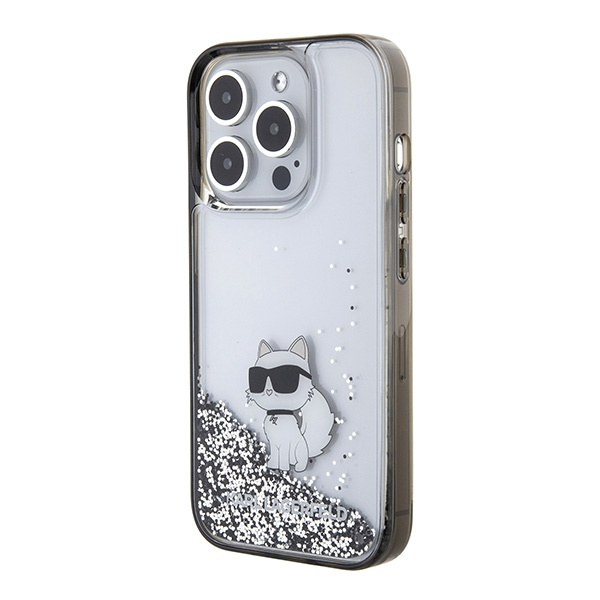Kryt Karl Lagerfeld KLHCP15XLKCNSK Apple iPhone 15 Pro Max hardcase Liquid Glitter Choupette transparent