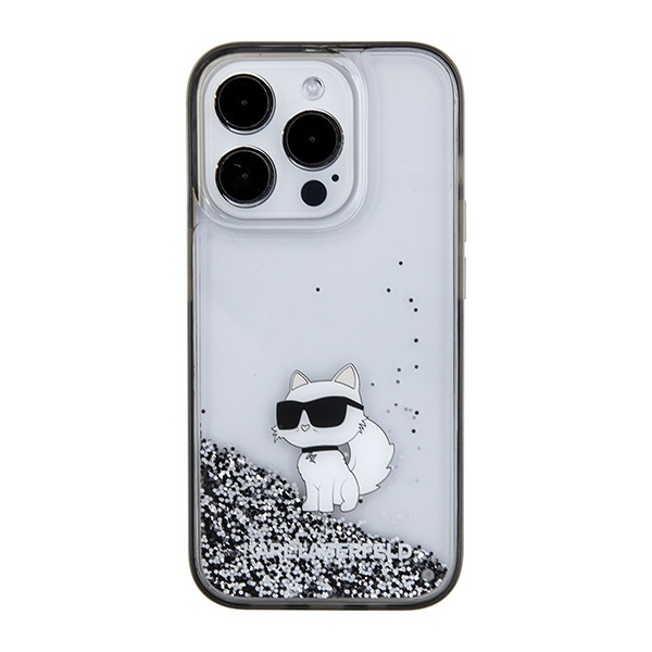 Kryt Karl Lagerfeld KLHCP15XLKCNSK Apple iPhone 15 Pro Max hardcase Liquid Glitter Choupette transparent