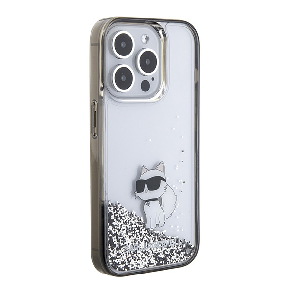 Kryt Karl Lagerfeld KLHCP15XLKCNSK Apple iPhone 15 Pro Max hardcase Liquid Glitter Choupette transparent