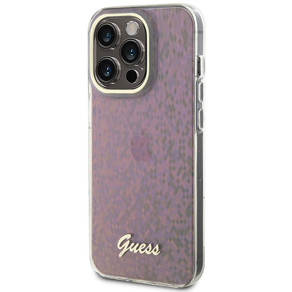 Kryt Guess GUHCP15LHDECMP Apple iPhone 15 Pro hardcase IML Faceted Mirror Disco Iridescent pink