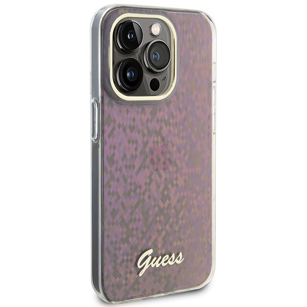 Kryt Guess GUHCP15LHDECMP Apple iPhone 15 Pro hardcase IML Faceted Mirror Disco Iridescent pink