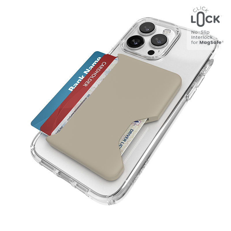 Pouzdro Speck card pocket case with ClickLock function Wallet MagSafe Pale Oak