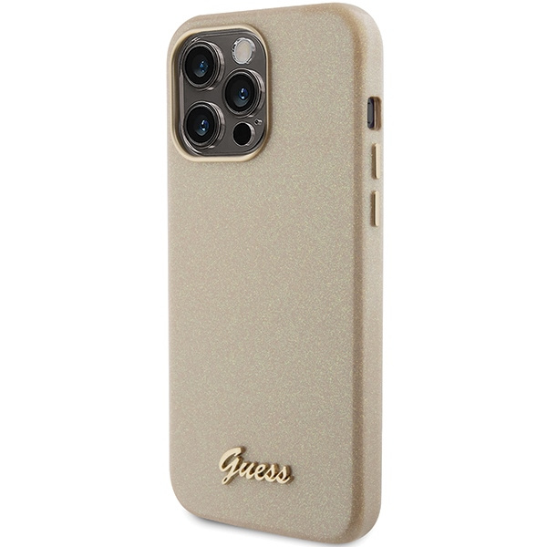 Kryt Guess GUHCP15LPGMCSD Apple iPhone 15 Pro hardcase Glitter Glossy Script light gold