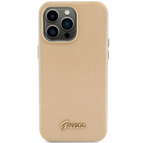 Kryt Guess GUHCP15LPGMCSD Apple iPhone 15 Pro hardcase Glitter Glossy Script light gold