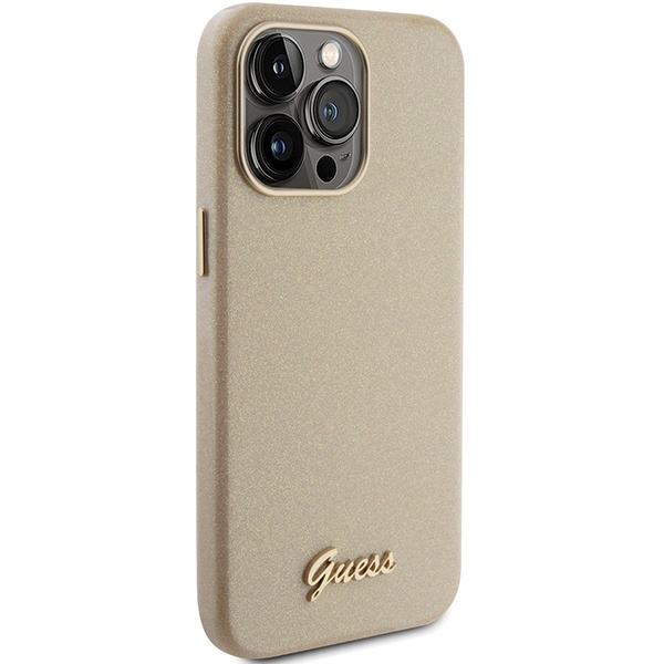 Kryt Guess GUHCP15LPGMCSD Apple iPhone 15 Pro hardcase Glitter Glossy Script light gold
