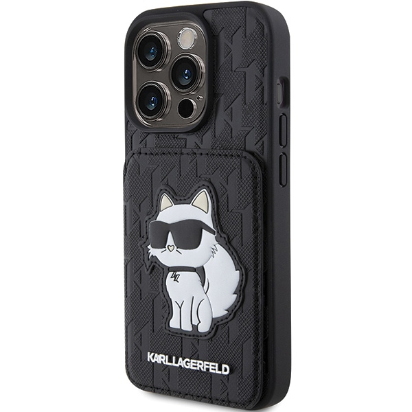 Kryt Karl Lagerfeld KLHCP15LSAKCNSCK Apple iPhone 15 Pro hardcase Saffiano Monogram Choupette black