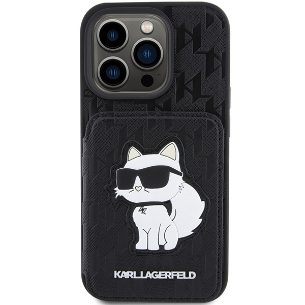 Kryt Karl Lagerfeld KLHCP15LSAKCNSCK Apple iPhone 15 Pro hardcase Saffiano Monogram Choupette black