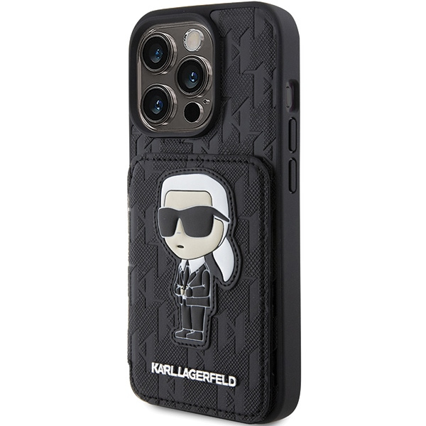 Kryt Karl Lagerfeld KLHCP15LSAKKNSCK Apple iPhone 15 Pro hardcase Saffiano Monogram Ikonik Patch black