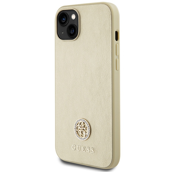 Kryt Guess GUHCP15SPS4DGPD Apple iPhone 15 hardcase Leather 4G Metal Logo Strass gold