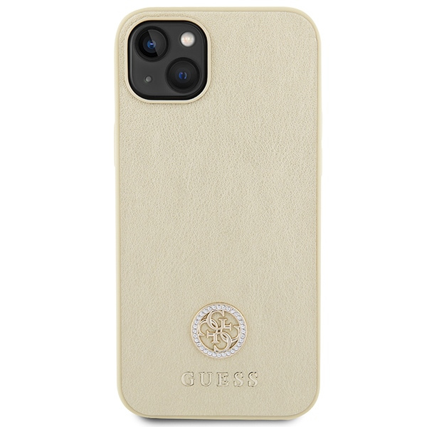 Kryt Guess GUHCP15SPS4DGPD Apple iPhone 15 hardcase Leather 4G Metal Logo Strass gold