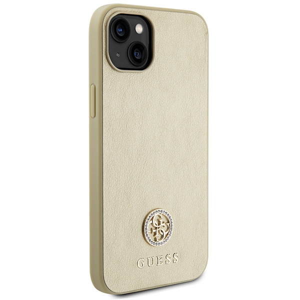 Kryt Guess GUHCP15SPS4DGPD Apple iPhone 15 hardcase Leather 4G Metal Logo Strass gold