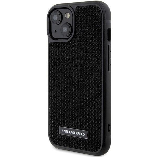 Kryt Karl Lagerfeld KLHCP15SHDSPLK Apple iPhone 15 hardcase Rhinestone Logo Metal Plate black