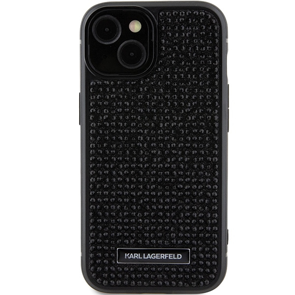 Kryt Karl Lagerfeld KLHCP15SHDSPLK Apple iPhone 15 hardcase Rhinestone Logo Metal Plate black