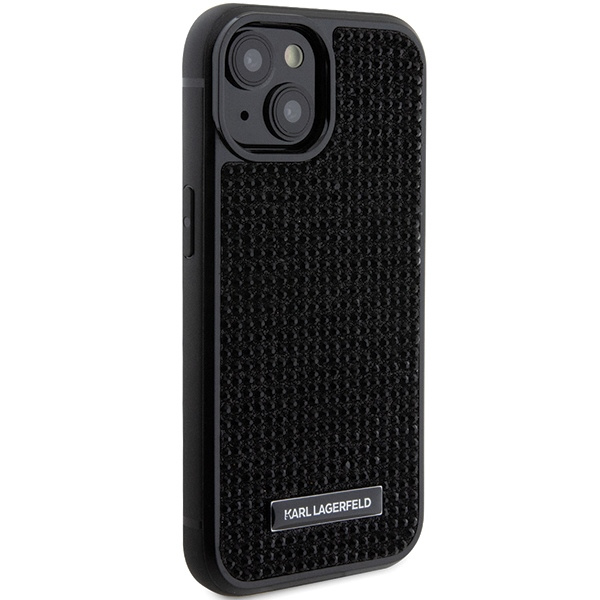 Kryt Karl Lagerfeld KLHCP15SHDSPLK Apple iPhone 15 hardcase Rhinestone Logo Metal Plate black