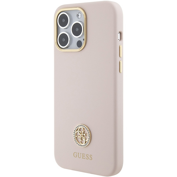 Kryt Guess GUHCP15XM4DGPP Apple iPhone 15 Pro Max hardcase Silicone Logo Strass 4G pink