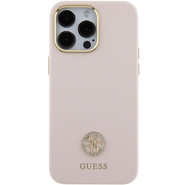Kryt Guess GUHCP15XM4DGPP Apple iPhone 15 Pro Max hardcase Silicone Logo Strass 4G pink