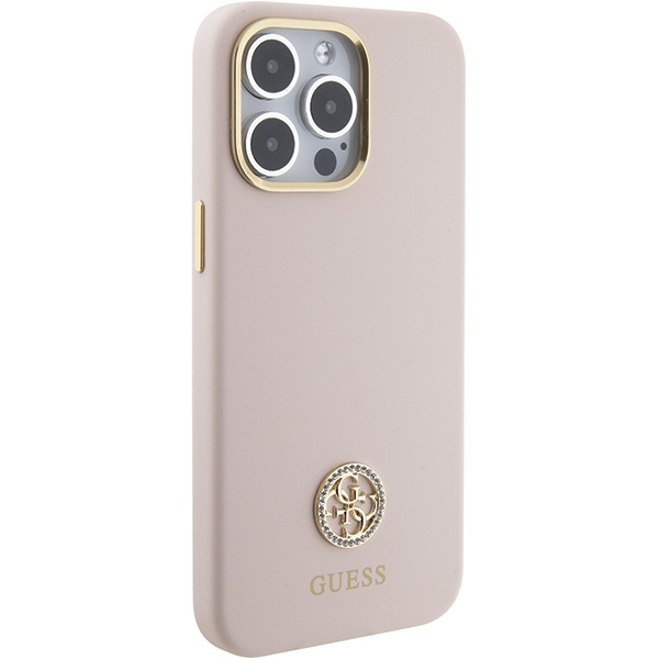 Kryt Guess GUHCP15XM4DGPP Apple iPhone 15 Pro Max hardcase Silicone Logo Strass 4G pink