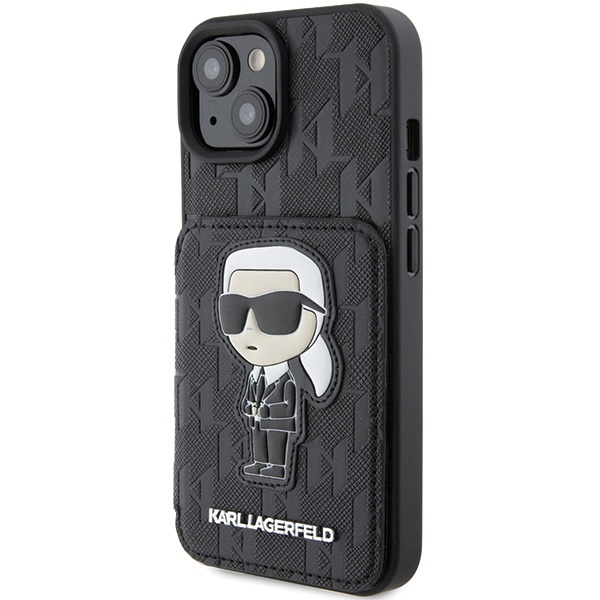 Kryt Karl Lagerfeld KLHCP15SSAKKNSCK Apple iPhone 15 hardcase Saffiano Monogram Ikonik Patch black