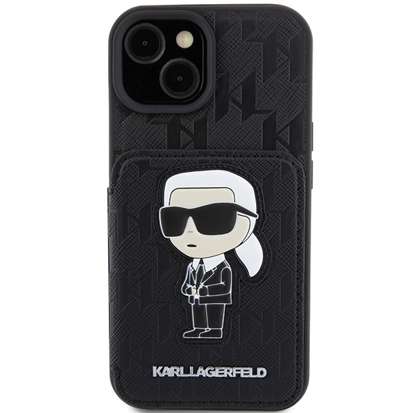Kryt Karl Lagerfeld KLHCP15SSAKKNSCK Apple iPhone 15 hardcase Saffiano Monogram Ikonik Patch black