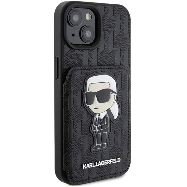 Kryt Karl Lagerfeld KLHCP15SSAKKNSCK Apple iPhone 15 hardcase Saffiano Monogram Ikonik Patch black
