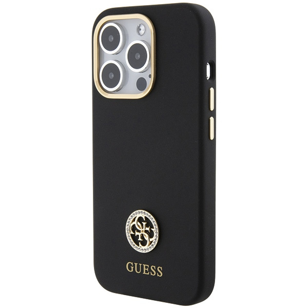 Kryt Guess GUHCP15LM4DGPK Apple iPhone 15 Pro hardcase Silicone Logo Strass 4G black