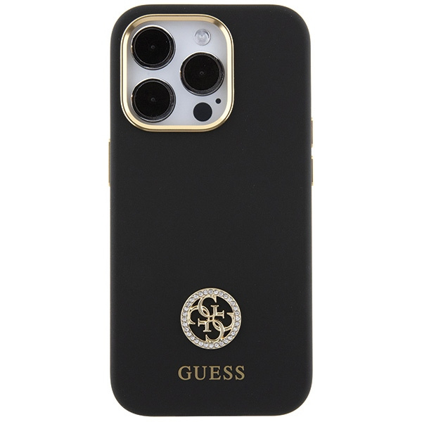 Kryt Guess GUHCP15LM4DGPK Apple iPhone 15 Pro hardcase Silicone Logo Strass 4G black