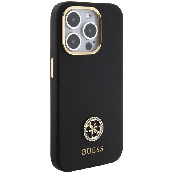 Kryt Guess GUHCP15LM4DGPK Apple iPhone 15 Pro hardcase Silicone Logo Strass 4G black