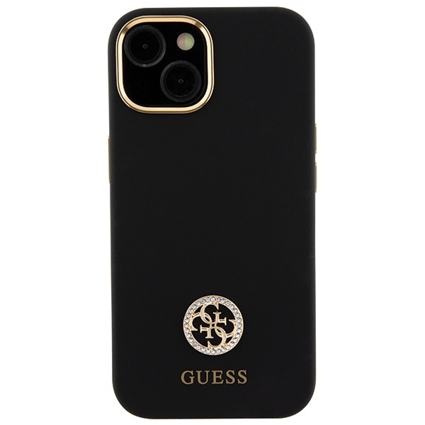 Kryt Guess GUHCP15SM4DGPK Apple iPhone 15 hardcase Silicone Logo Strass 4G black
