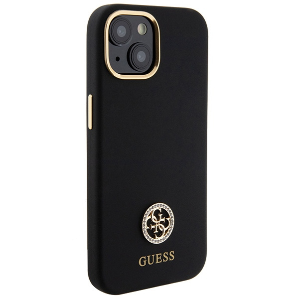 Kryt Guess GUHCP15SM4DGPK Apple iPhone 15 hardcase Silicone Logo Strass 4G black