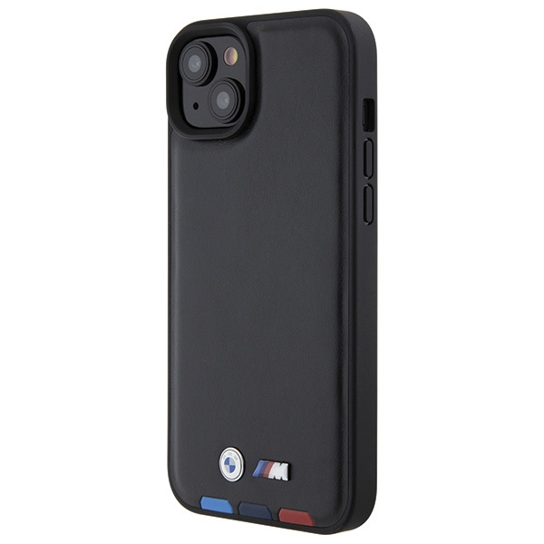Kryt BMW BMHCP15M22PTDK Apple iPhone 15 Plus / 14 Plus Leather Stamp Tricolor black