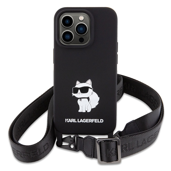 Kryt Karl Lagerfeld KLHCP15XSCBSCNK Apple iPhone 15 Pro Max hardcase Crossbody Silicone Choupette black