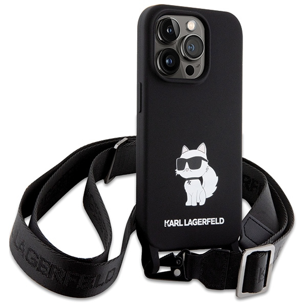Kryt Karl Lagerfeld KLHCP15XSCBSCNK Apple iPhone 15 Pro Max hardcase Crossbody Silicone Choupette black