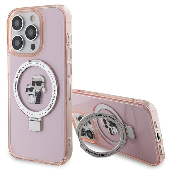 Kryt Karl Lagerfeld KLHMP15LHMRSKCP Apple iPhone 15 Pro hardcase Ring Stand Karl&Choupettte MagSafe pink