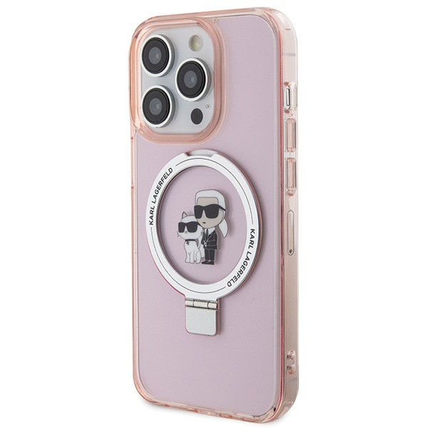 Kryt Karl Lagerfeld KLHMP15LHMRSKCP Apple iPhone 15 Pro hardcase Ring Stand Karl&Choupettte MagSafe pink