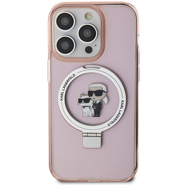 Kryt Karl Lagerfeld KLHMP15LHMRSKCP Apple iPhone 15 Pro hardcase Ring Stand Karl&Choupettte MagSafe pink