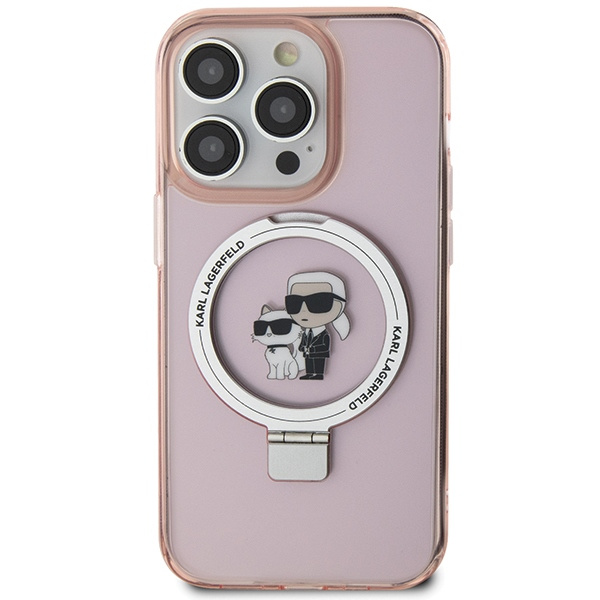 Kryt Karl Lagerfeld KLHMP15XHMRSKCP Apple iPhone 15 Pro Max hardcase Ring Stand Karl&Choupettte MagSafe pink