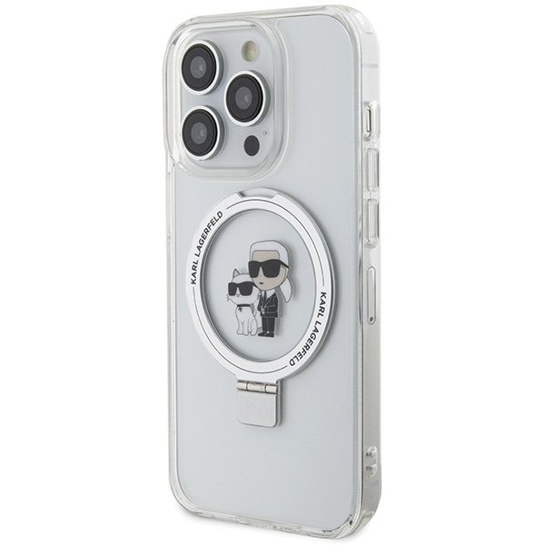 Kryt Karl Lagerfeld KLHMP14LHMRSKCH Apple iPhone 14 Pro hardcase Ring Stand Karl&Choupettte MagSafe white
