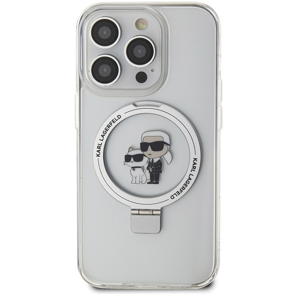 Kryt Karl Lagerfeld KLHMP14LHMRSKCH Apple iPhone 14 Pro hardcase Ring Stand Karl&Choupettte MagSafe white