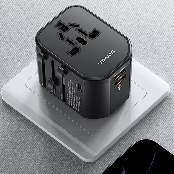 Síťová nabíječka USAMS T59 power charger 4-in-1 US/AU/EU/UK travel adapter black