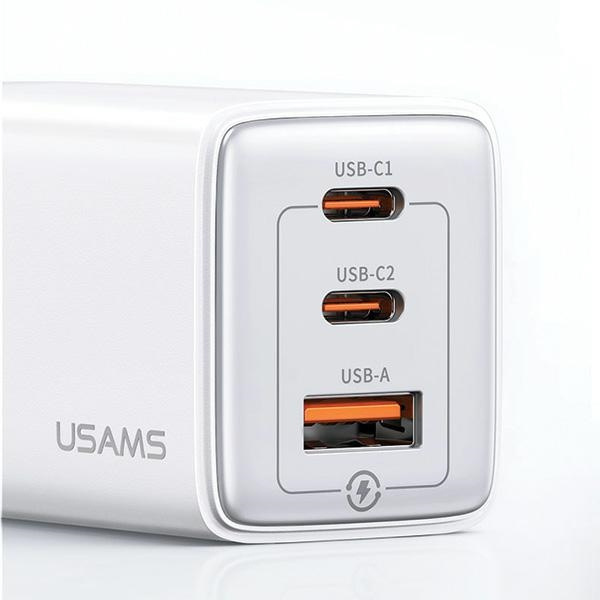 Síťová nabíječka USAMS US-CC180 Sandru Series 2xUSB-C+1xUSB-A GaN PD QC 65W black