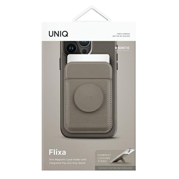 Pouzdro UNIQ Flixa magnetic card wallet with MagSafe flint grey