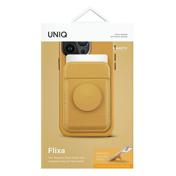 Pouzdro UNIQ Flixa magnetic card wallet with MagSafe canary yellow