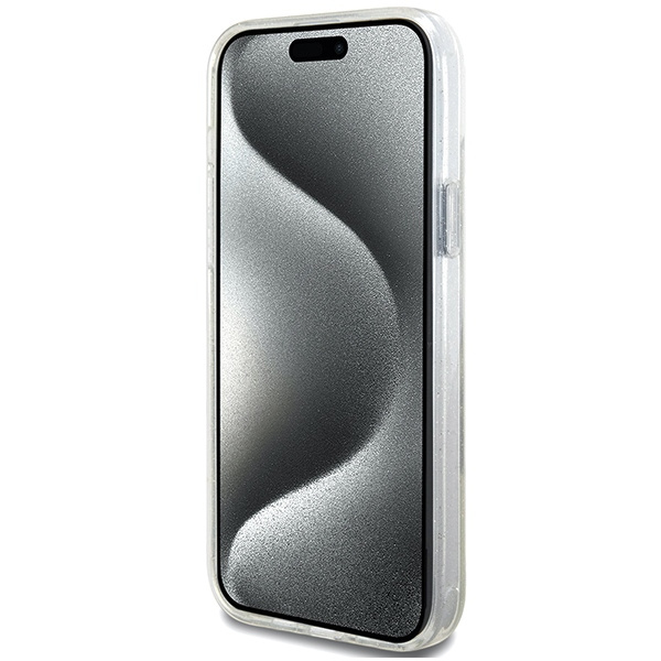 Kryt Guess GUHMP15MHRSGSD Apple iPhone 15 Plus / 14 Plus hardcase Ring Stand Script Glitter MagSafe transparent