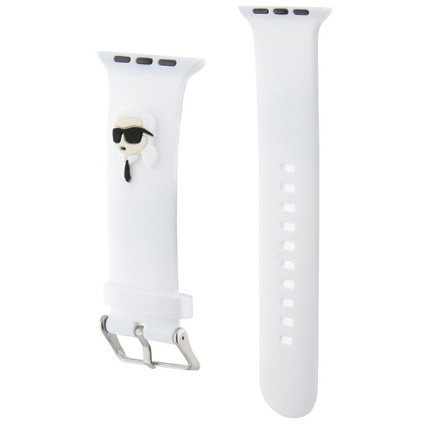 Kryt Strap Karl Lagerfeld KLAWLSLKNH Apple Watch 4/5/6/7/SE/8/9/Ultra 44/45/49mm strap 3D Rubber Karl Head white
