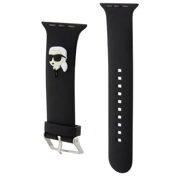 Kryt Belt Karl Lagerfeld KLAWLSLKNK Apple Watch 4/5/6/7/SE/8/9/Ultra 44/45/49mm strap 3D Rubber Karl Head black