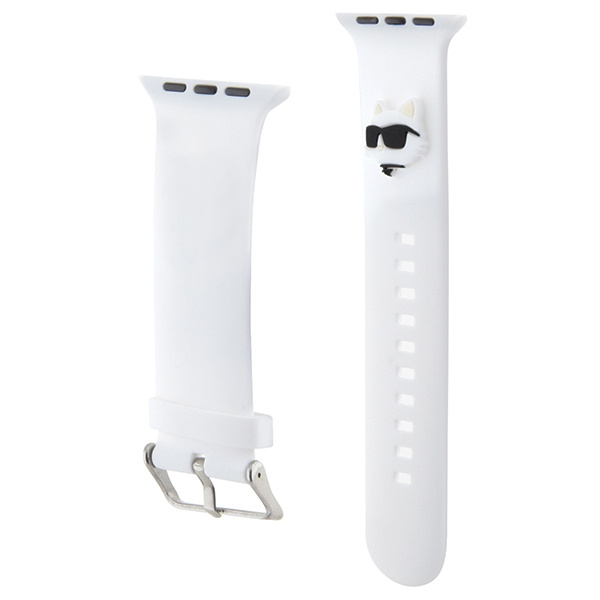 Kryt Belt Karl Lagerfeld KLAWMSLCNH Apple Watch 4/5/6/7/SE/8/9/10 40/41/42mm strap 3D Rubber Choupette Heads white