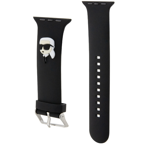 Kryt Strap Karl Lagerfeld KLAWMSLKNK Apple Watch 4/5/6/7/SE/8/9/10 40/41/42mm strap 3D Rubber Karl Head barva černá