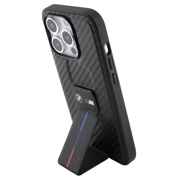 Kryt BMW BMHCP15LGSPCCK Apple iPhone 15 Pro hardcase Grip Stand Smooth & Carbon black