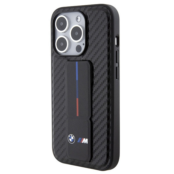 Kryt BMW BMHCP15LGSPCCK Apple iPhone 15 Pro hardcase Grip Stand Smooth & Carbon black